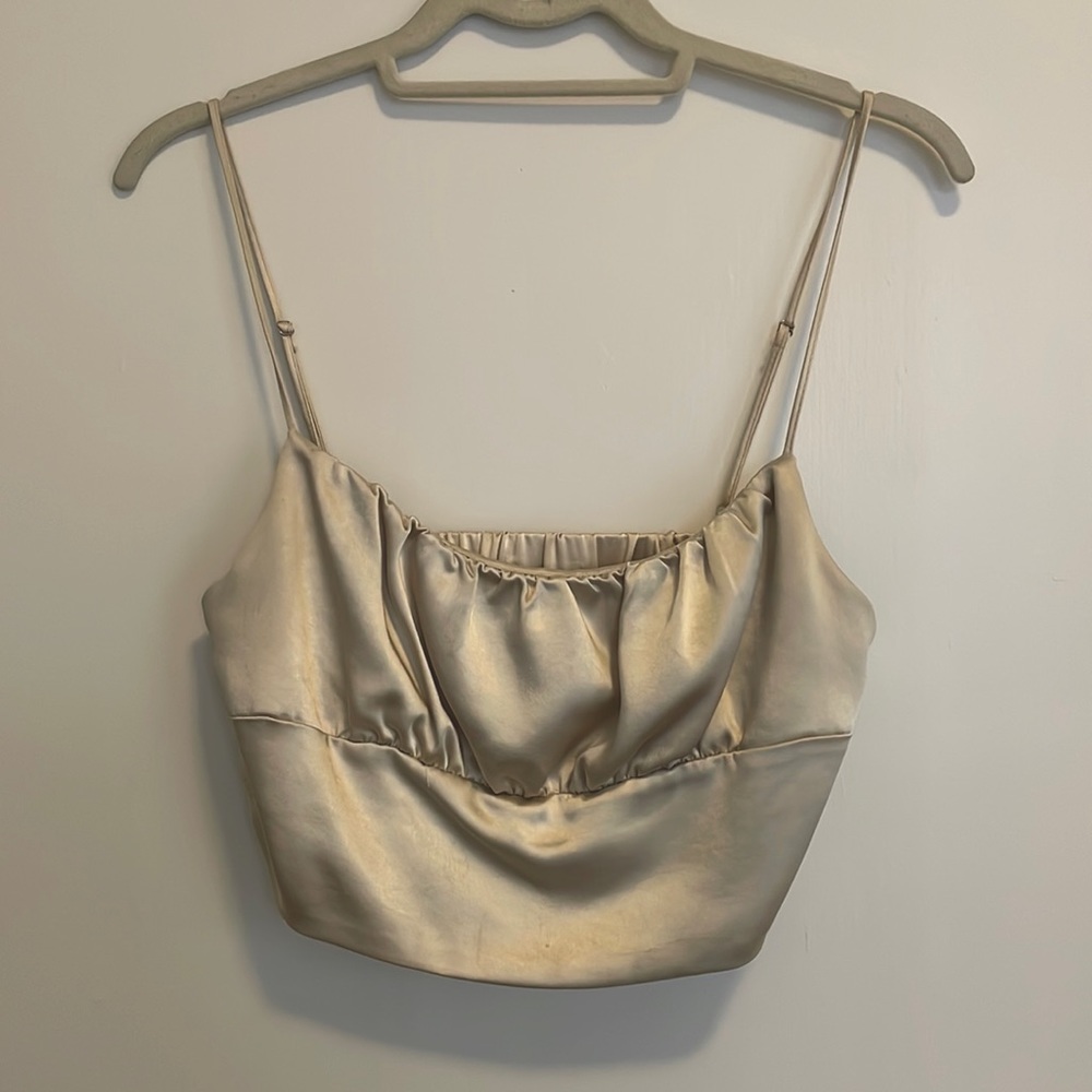 Zara gold silk tank